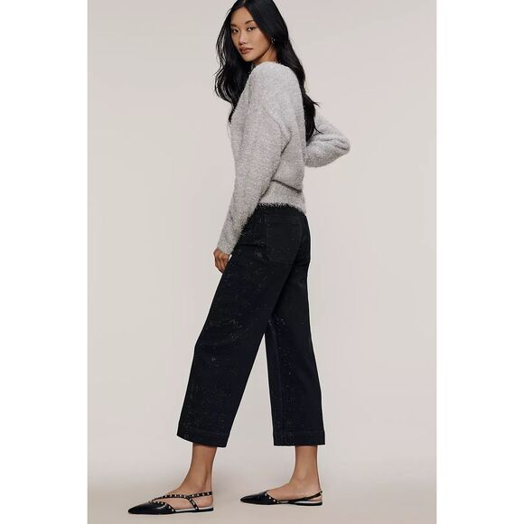 New Anthropologie The Colette Sparkle Crop High-Rise Wide-Leg Jeans by Maeve Siz - Picture 2 of 11